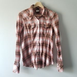 Free People We The Free Plaid Shirt XS